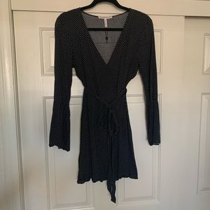 BCBGeneration Pokadot bell sleeve wrap-dress